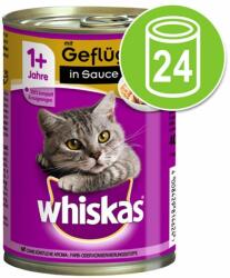 Whiskas 24x400g Whiskas 1+ nedves macskatáp konzerv- 1+ marha és máj szószban
