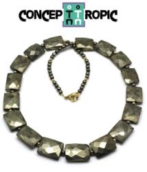  Colier din Pirita Dreptunghi Fatetat - Rotund - Accesorii GF