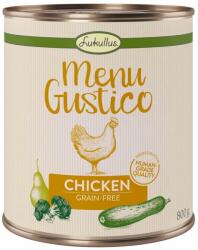 Lukullus 6x800g Lukullus "Menu Gustico" - csirke, brokkoli, cukkini & körte nedves konzerv kutyatáp