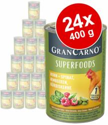 Animonda 24xx400g animonda GranCarno Adult Superfoods nedves kutyatáp- Csirke + spenót, málna, tökmag