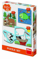 Dino Baby Puzzle - Unde locuiesc animalele? - set 3 puzzle Puzzle