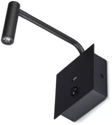 V-TAC Lampa LED orientabila cu buton ON/OFF si USB, Corp Negru (23652-)