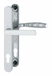 Hoppe Maner pentru usa PVC, Hoppe New York, asimetric, din aluminiu, latime 30 mm, interax 92 mm, culoare argintiu F1