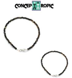  Bratara Ochi de Tigru cu Fier Diametru 60 mm - Rotund Fatetat 3x3 mm - Accesorii Argint 925