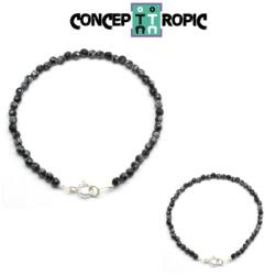  Bratara Obsidian Fulg de Zapada Diametru 62 mm - Rotund Fatetat 3-3, 9 mm - Accesorii Argint 925
