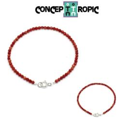  Bratara Coral Rosu Diametru 60 mm - Rotund Fatetat 3x3 mm - Accesorii Argint 925