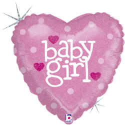 Grabo Balon folie inima holografic sclipici Baby Girl 46 cm - articole-petreceri - 12,99 RON