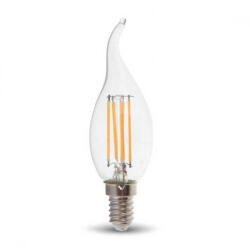 V-TAC Bec LED Lumanare Filament 4W, E14, Sticla Clara, Lumina Calda 2700K cu CIP SAMSUNG (14758-)