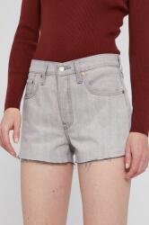 Levi's Pantaloni scurți jeans femei, culoarea gri, material neted, high waist 9BY8-SZD02C_90X