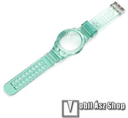  Okosóra szilikon szíj / szilikon tok - ÁTTETSZŐ ZÖLD - 250mm hosszú - HUAWEI Watch GT 2 46mm