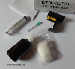 HP Kit refill negru reincarcare cartuse HP-300 ( HP300 HP-300-XL CC640E CC641E )