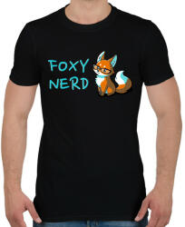 printfashion Foxy Nerd - Férfi póló - Fekete (4996960)
