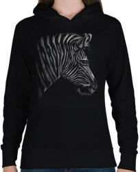 printfashion Zebra portré - Női kapucnis pulóver - Fekete (5027949)