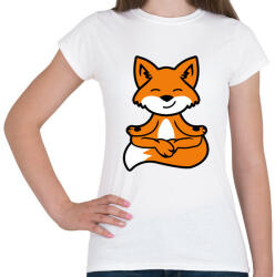 printfashion Meditáló róka - Női póló - Fehér (5023160)