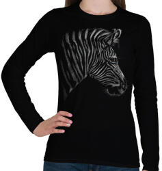 printfashion Zebra portré - Női hosszú ujjú póló - Fekete (5027919)