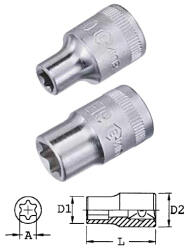 Genius Tools 353518 3/8"-os E-típusú (belső torx) dugókulcs fej, E-18 (353518)