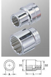 Genius Tools 635230 3/4"-os 12 lapú dugókulcs fej, 30 mm (635230)