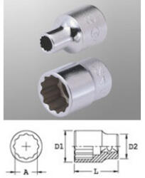 Genius Tools 433826 1/2"-os 12 lapú dugókulcs fej, 26 mm (433826)