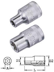 Genius Tools 252508 1/4"-os E-típusú (belső torx) dugókulcs fej, E-8 (252508)