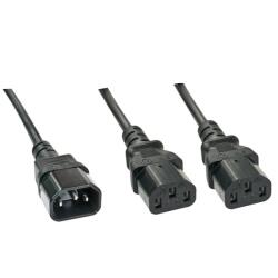 Lindy Cablu de alimentare IEC C14 la 2 x C13 1m Negru, Lindy L30363 (L30363)