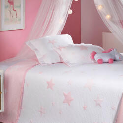 AA Design Cuvertura pat fete alba cu stelute roz Stars (7622-02)