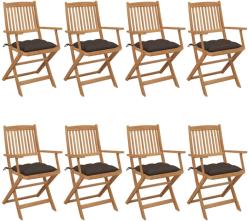 vidaXL 8 db összecsukható tömör akácfa kerti szék párnákkal (3074990/91/92/93)