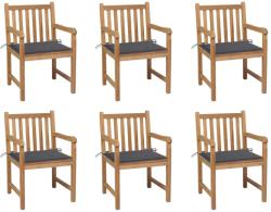 vidaXL 6 db tömör tíkfa kerti szék párnákkal (3073031/32/33/34/35/36/37/38/39)