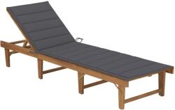 vidaXL összecsukható tömör akácfa napozóágy párnával (3064164) - vidaxl