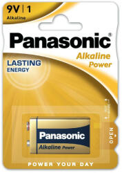 Panasonic 6LR61APB-1BP ALKALINE POWER alkáli tartós elem, 9 V-os hasáb, 1 db/bliszter (6LR61APB-1BP)