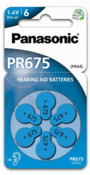 Panasonic PR675/6LB cink-levegő hallókészülék elem, PR44, 6 db/bliszter (PR675-6LB)