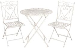 Clayre & Eef Set 2 scaune pliabile si masa fier forjat alb patinat Garden (5Y0127)