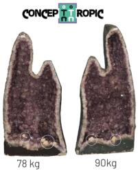  Geoda Ametist cu Calcit Naturala Brazilia - 92-98 x 46 x 20-21 cm - 1 Pereche