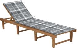 vidaXL összecsukható tömör akácfa napozóágy párnával (3064178) - vidaxl