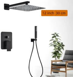 Dusche Fali zuhanyszett falba építhető falsík alatti csaptelep, esőztetős zuhanyfej sárgaréz 30 cm, kézi zuhanyfej keverőcsappal