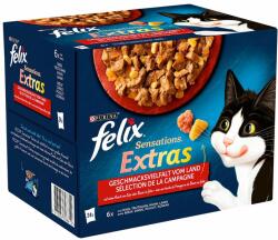 FELIX Felix "Sensations Extra" Pliculețe 24 x 85 g - Vită, curcan, pui, miel