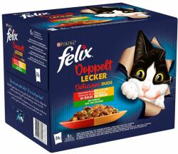 FELIX Felix "Doubly Delicious - La fel de bun pe cât arată" Pliculețe 48 x 85 g Vită & pasăre, Miel pui, Curcan rață, Porc vânat cu legume