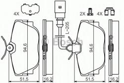 Bosch Set placute frana, frana disc VW TRANSPORTER IV platou / sasiu (70XD) (1990 - 2003) BOSCH 0 986 494 619