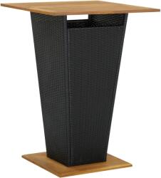 vidaXL Masă de bar, negru, 80x80x110 cm, poliratan/lemn masiv acacia (313465)