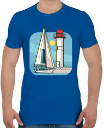 printfashion Vitorlás hajó - Férfi póló - Királykék (5085247)