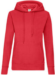 Fruit of the Loom Női Pulóver Kapucnis Hosszú ujjú Fruit of the Loom Classic Hooded Sweat Lady-Fit - L, Piros