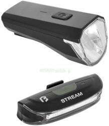 BikeFun Lámpa BIKEFUN STREAM USB szett E+H fekete - JY-7080+6018