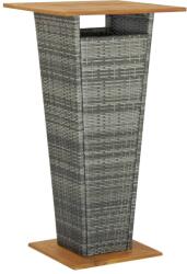 vidaXL Masă de bar, gri, 60x60x110 cm, poliratan și lemn masiv acacia (313464)