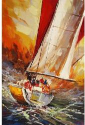 Thermobrass Tablou pictat manual Boats at sea 120 x 80 cm Portocaliu