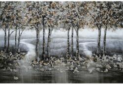 Thermobrass Tablou pictat manual Trees silver 80 x 120 cm Negru