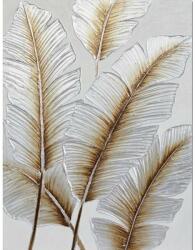 Thermobrass Tablou pictat manual Feathers Gold 80 x 60 cm Alb
