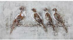 Thermobrass Tablou pictat manual 4 birds 140x70 cm Maro deschis