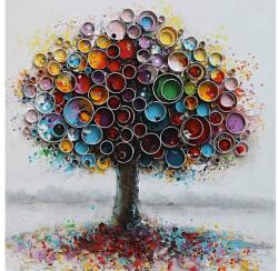 Thermobrass Tablou pictat manual Colorful tree 100x100 cm Maro deschis
