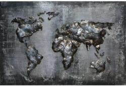 Thermobrass Tablou metal 3D World Map 120x80 cm Gri