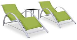 vidaXL Șezlonguri de plajă cu masă, 2 buc. , verde, aluminiu (310540)