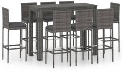 vidaXL Set mobilier bar exterior cu perne antracit, 9 piese, poliratan (3064803)